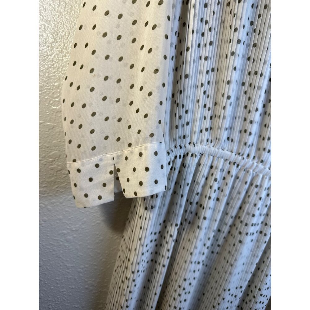Club Monaco Womens Dress Pleated Polka Dot 3/4 Sleeves Ivory Sheer Dress Size S - Picture 9 of 15